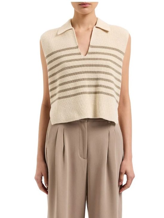 Enes Stripe Knit Vest Nude Lucy